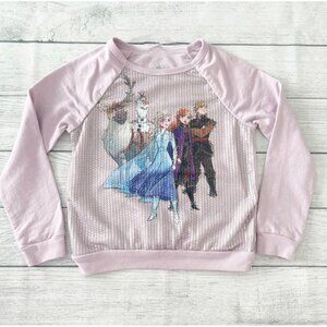 Disney Frozen 2 Sequin Sweatshirt Girls Pullover Elsa Anna Olaf Kristoff Medium